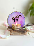 Ik Onkar  Agate with Wood - Tea Light Holder
