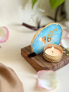 Ik Onkar  Agate with Wood - Tea Light Holder