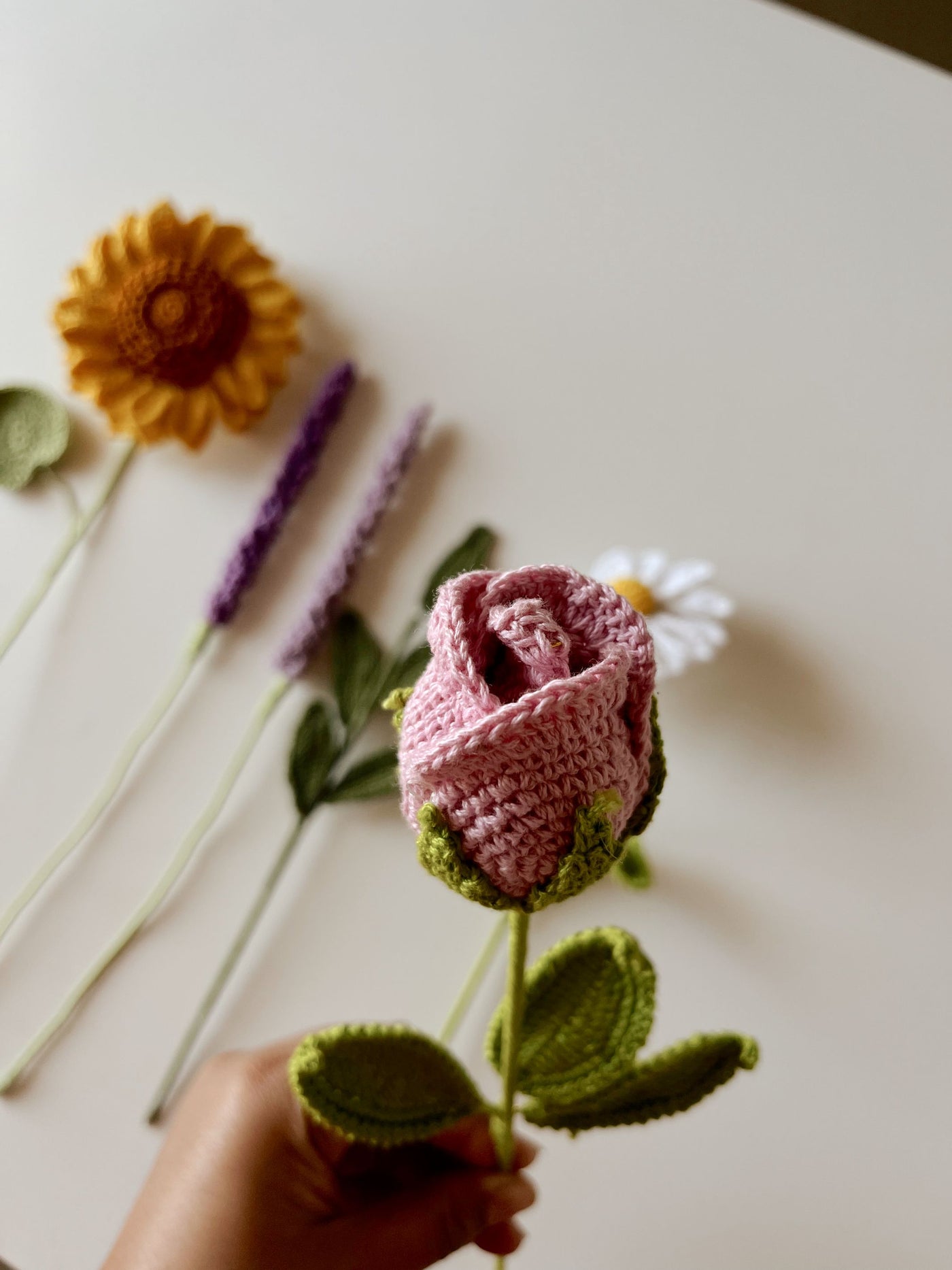 Crochet Rose Bud - Light Pink