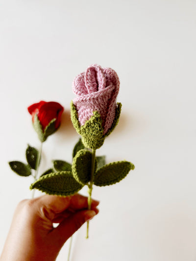 Crochet Rose Bud - Light Pink