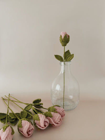 Crochet Rose Bud - Light Pink