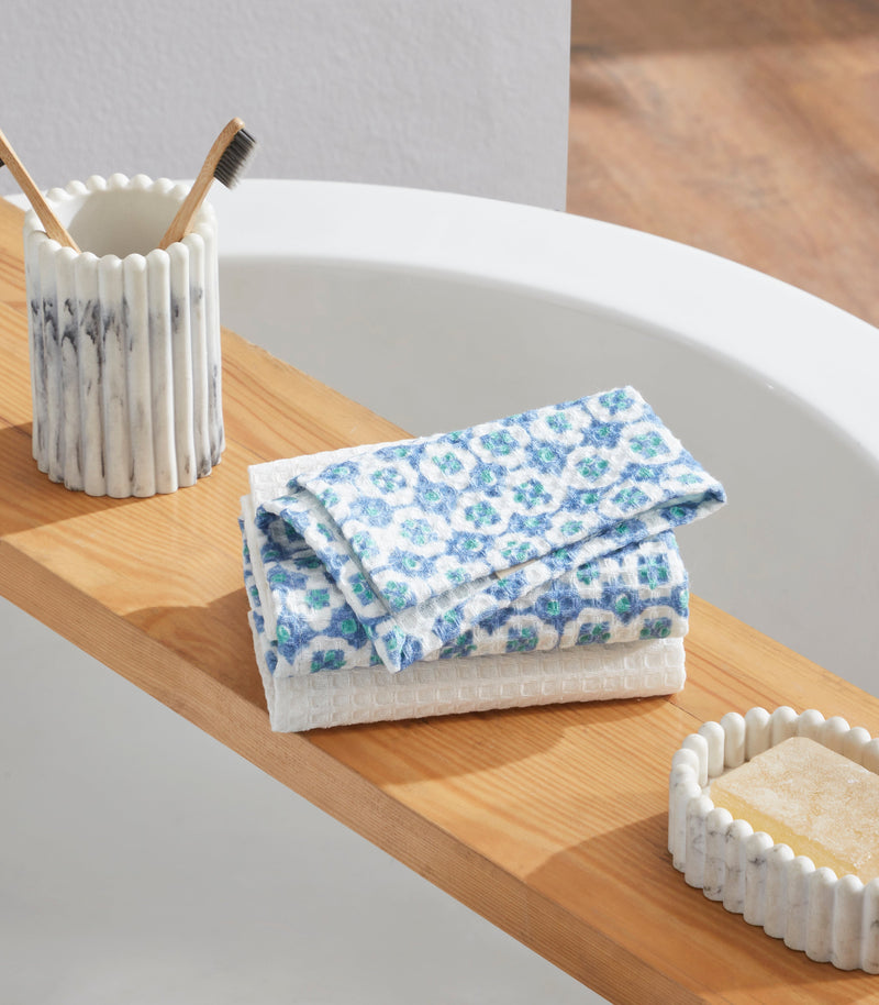 Checkmate Blue Face Towel | Set Of 2