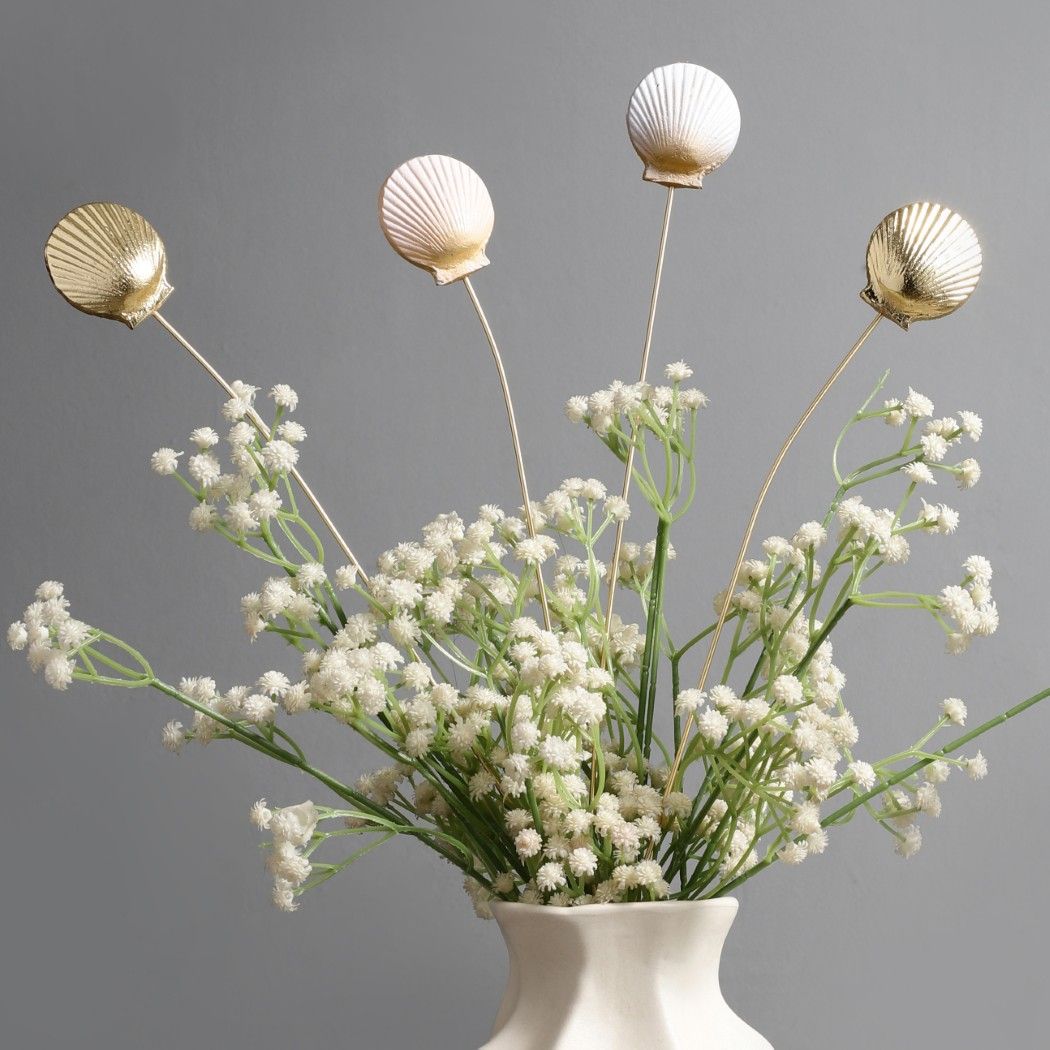 Golden White Seashells Metal Sticks