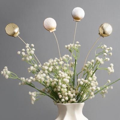 Golden White Seashells Metal Sticks