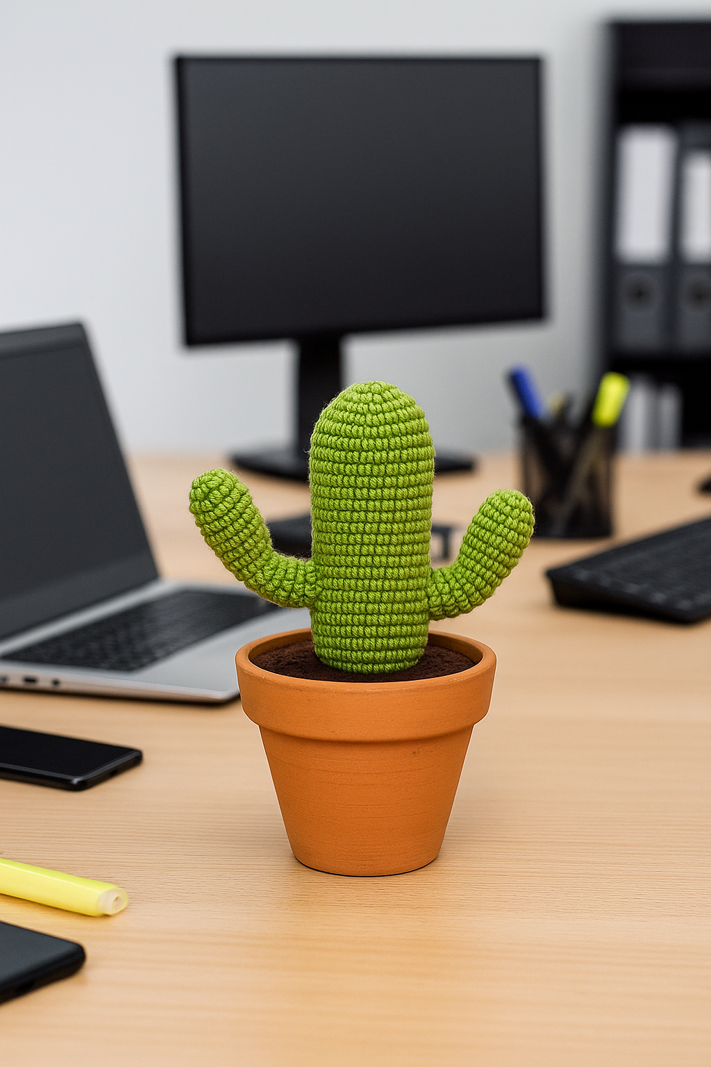 Terracotta crochet cactus