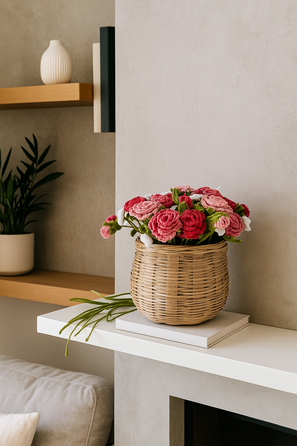 Crochet Rose Basket
