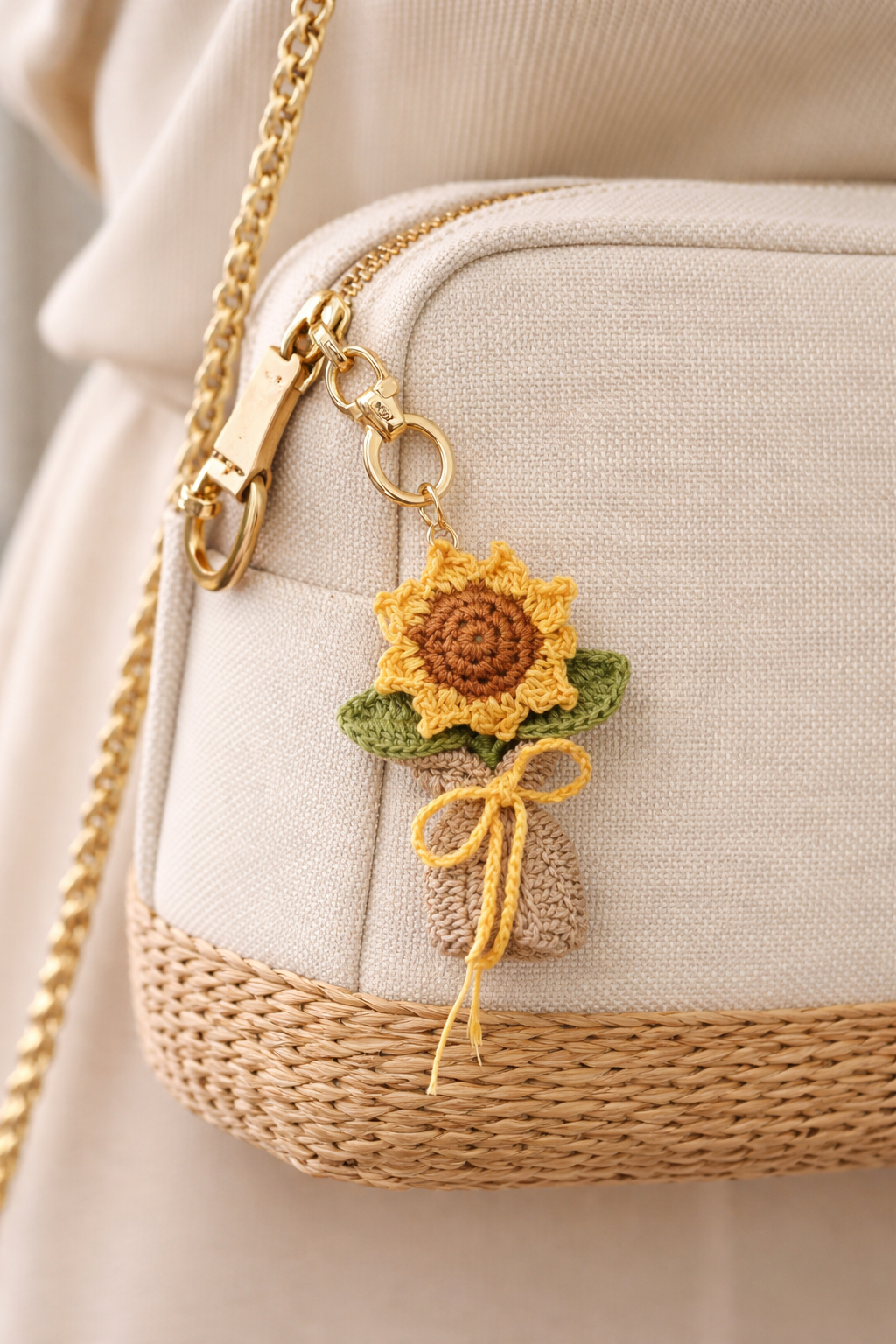 Crochet Wraped Sunflower Keychain