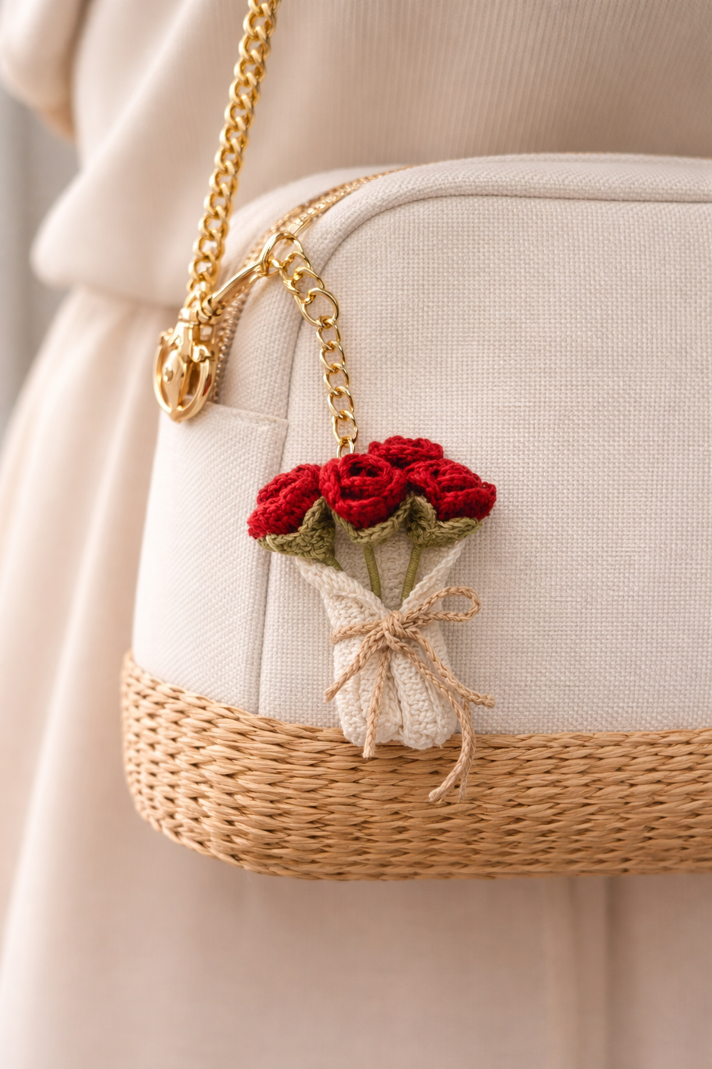 Crochet Rose Bouquet Keychain