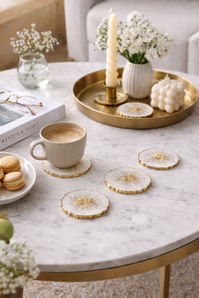 Resin Agate Coasters set of 2