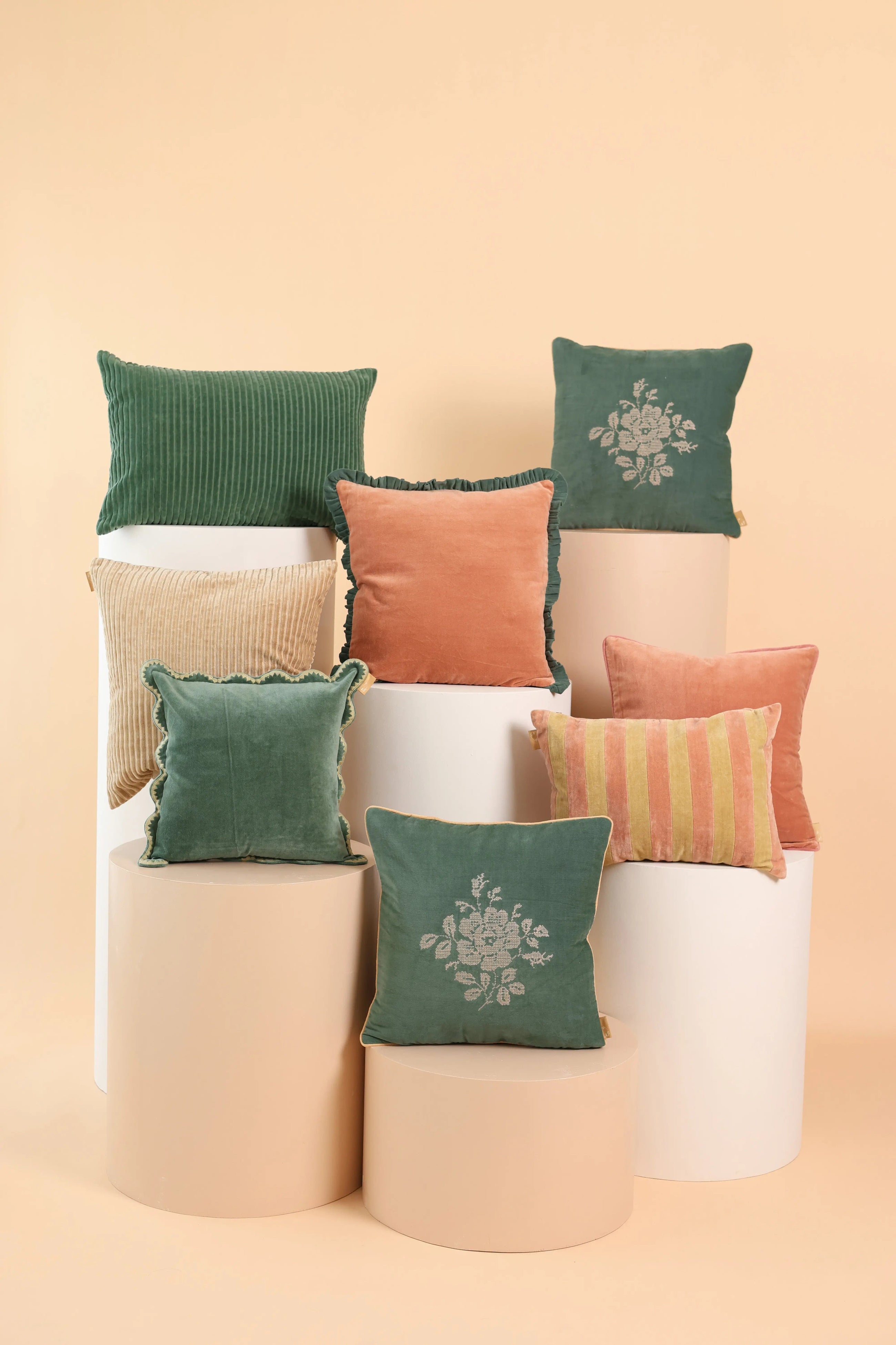Holly Apricot Striped Oblong Cushion Cover - Product Image 