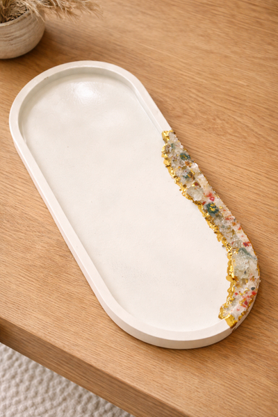 Concrete Crystal Oval Tray