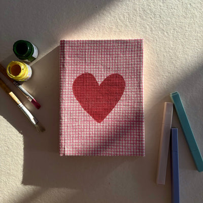 Handcrafted Sustainable A5 Diary Journal Notebook l Handmade Paper l Love Checks