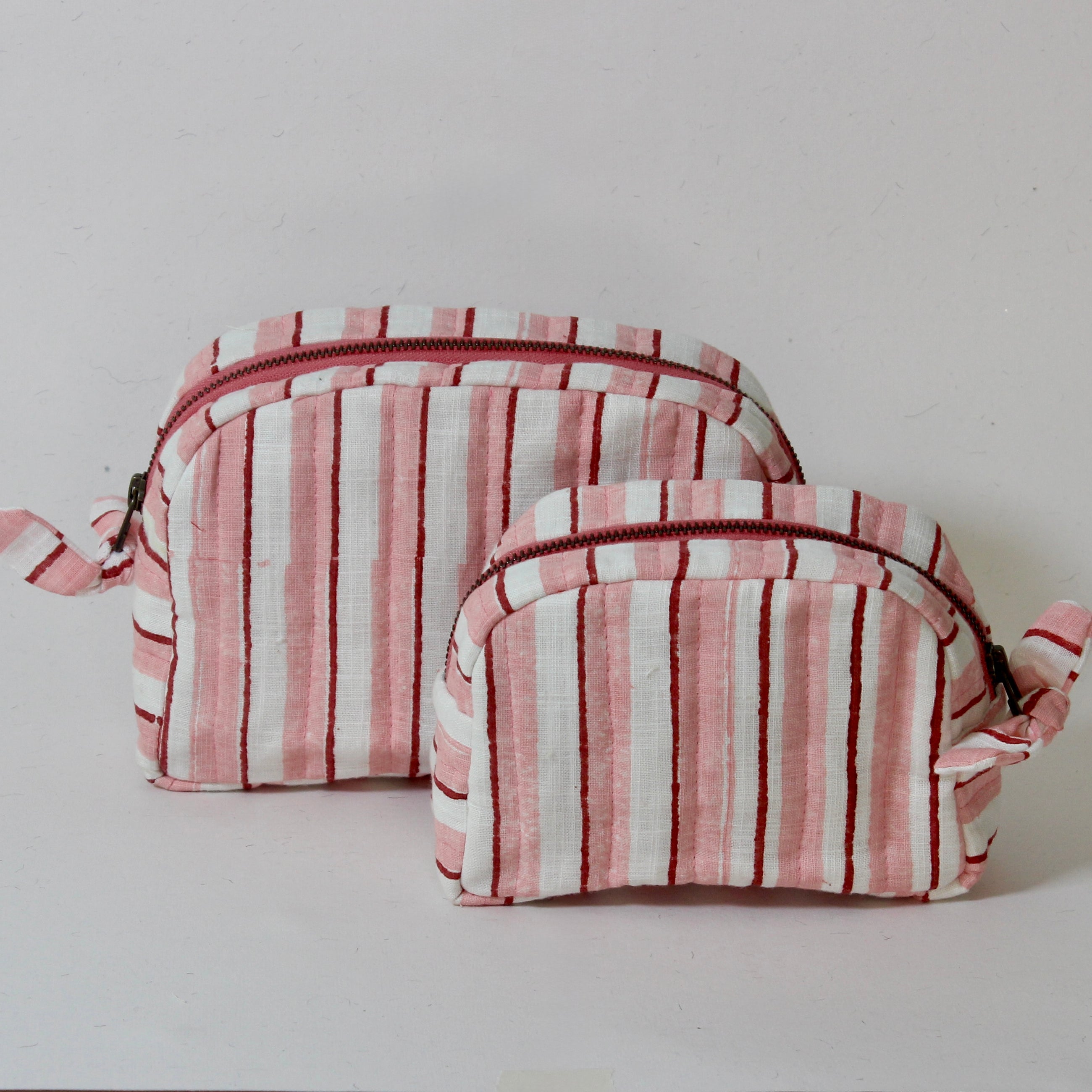 Sustainable Quilted Cotton Travel Pouch Set | Rosé Classic Organiser Set