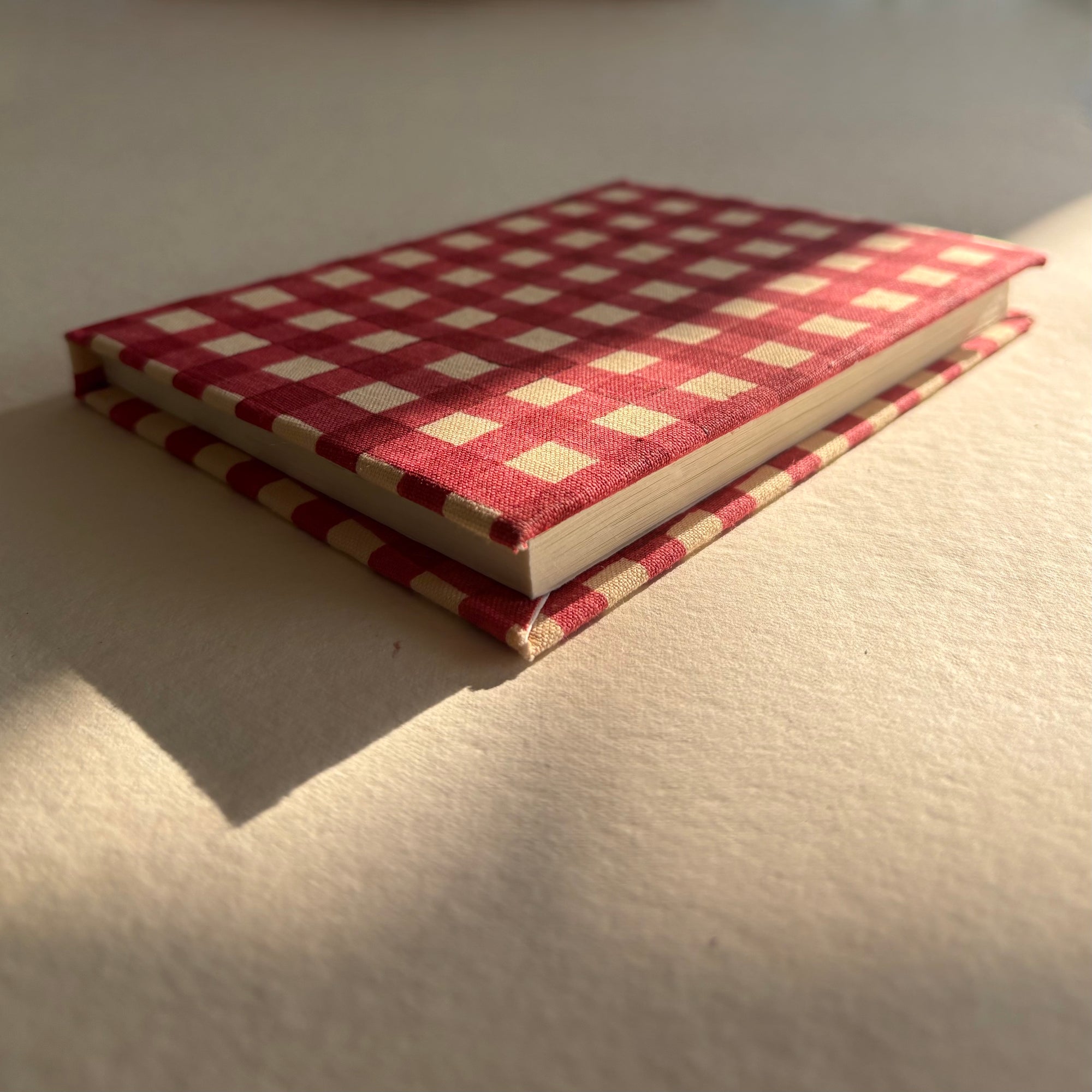 Handcrafted Sustainable A5 Diary Journal Notebook l Handmade Paper l Red Checks