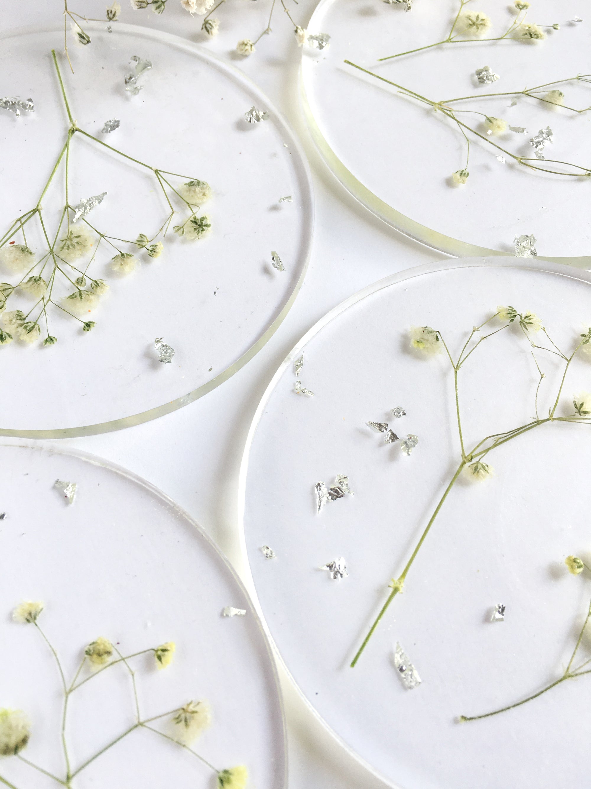Gypsophila Resin Coasters (set of 2)
