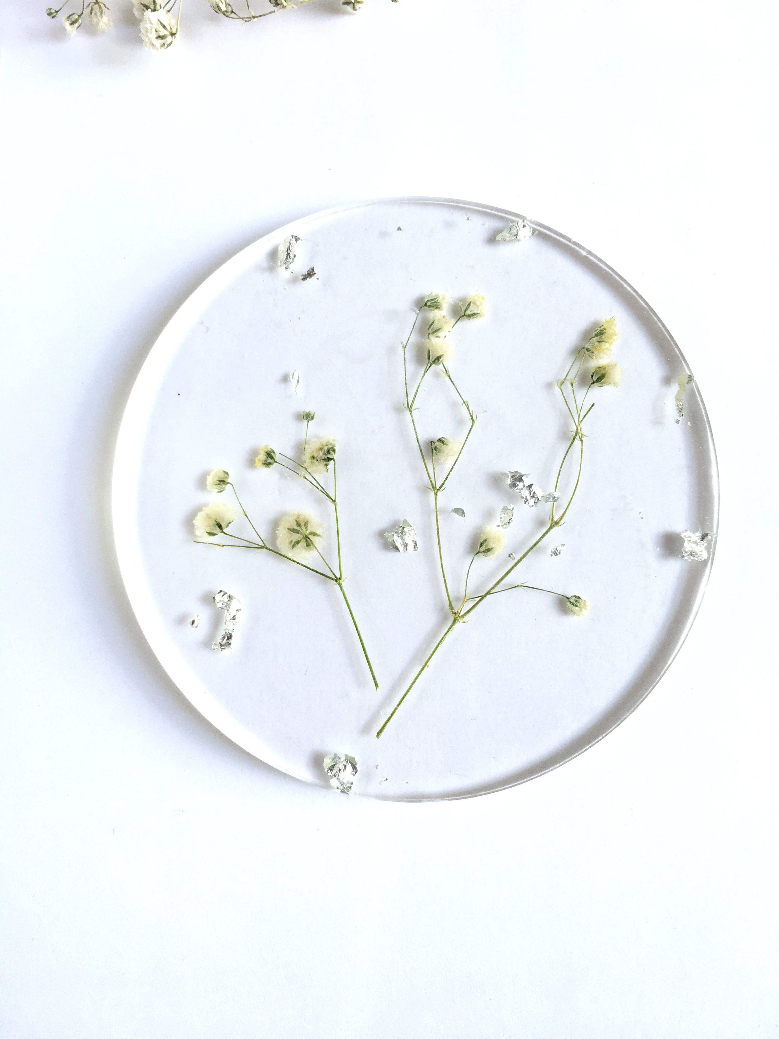 Gypsophila Resin Coasters (set of 2)