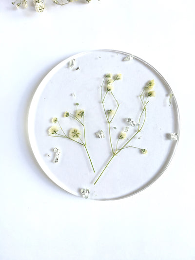Gypsophila Resin Coasters (set of 2)