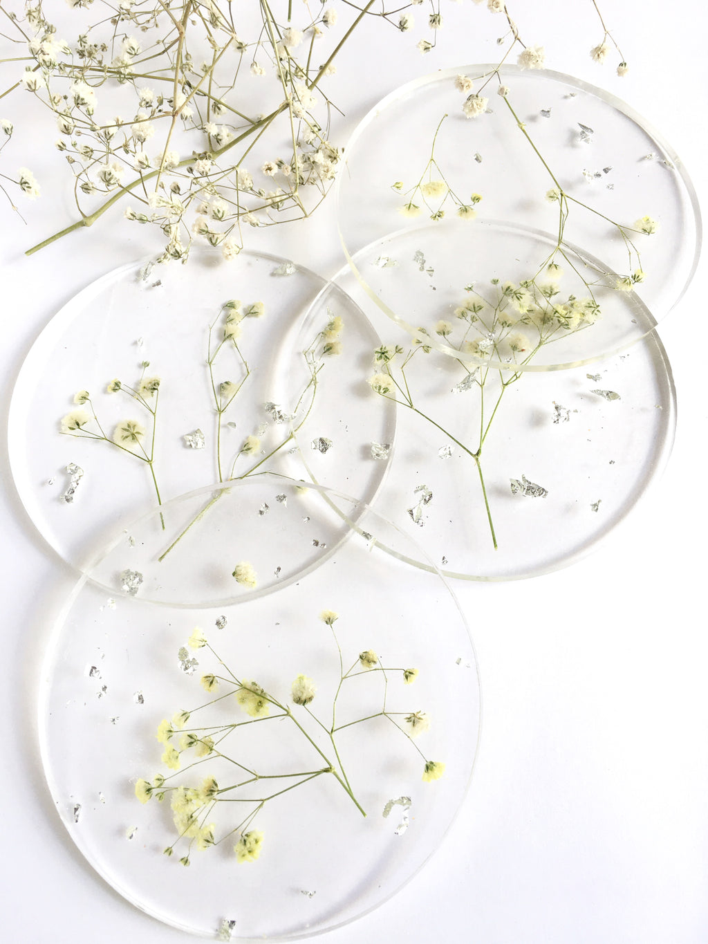 Gypsophila Resin Coasters (set of 2)