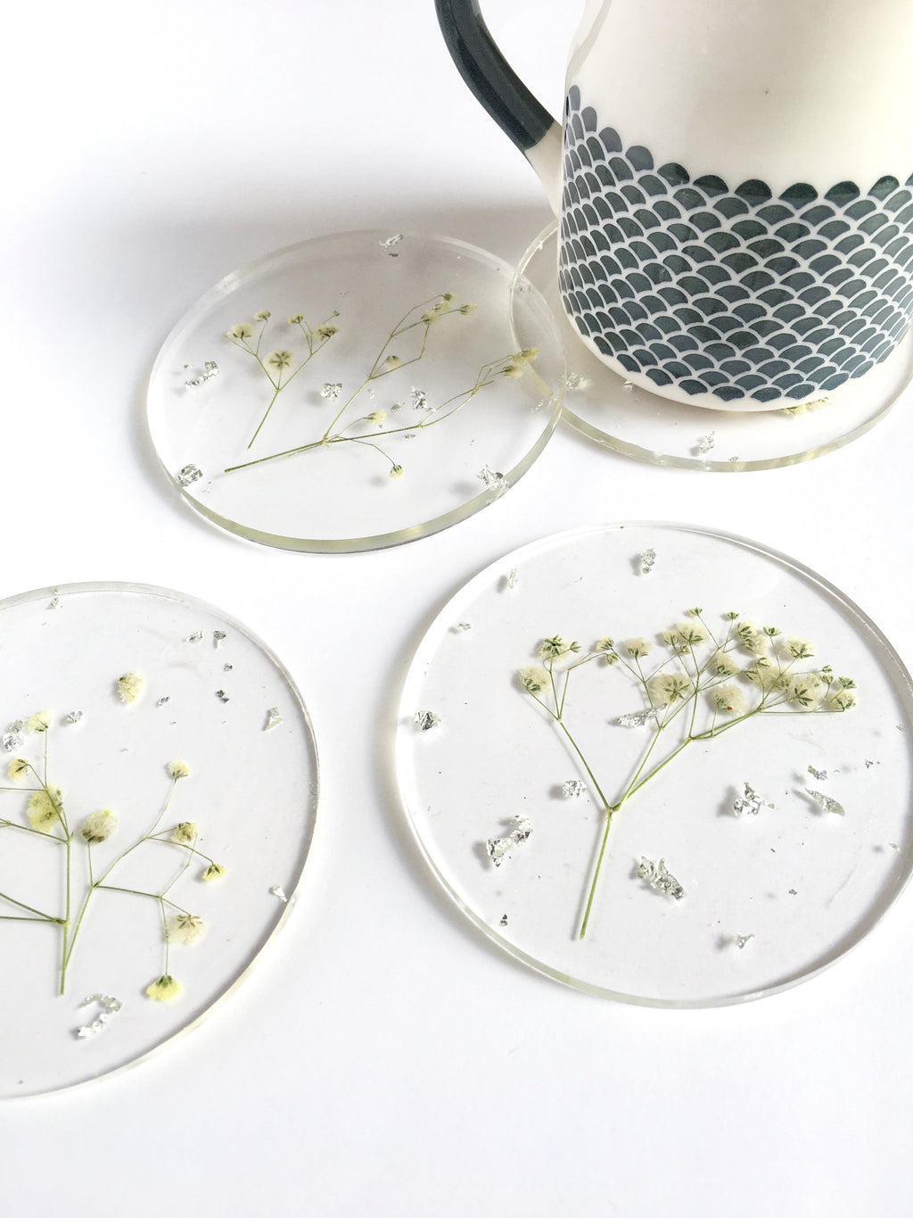 Gypsophila Resin Coasters (set of 2)