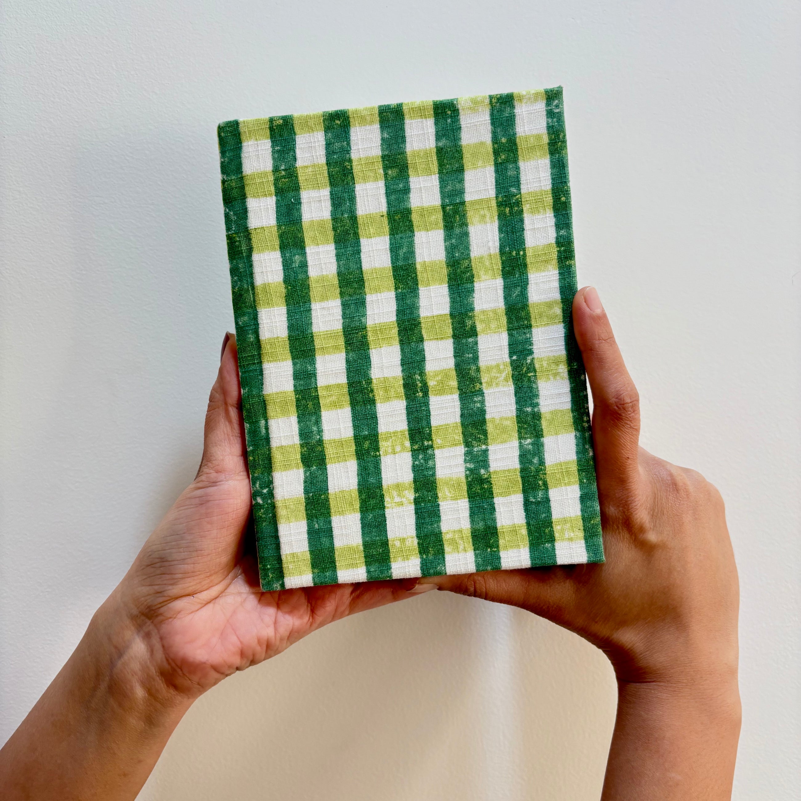 Handcrafted Sustainable A5 Diary Journal Notebook l Handmade Paper l Green Checks