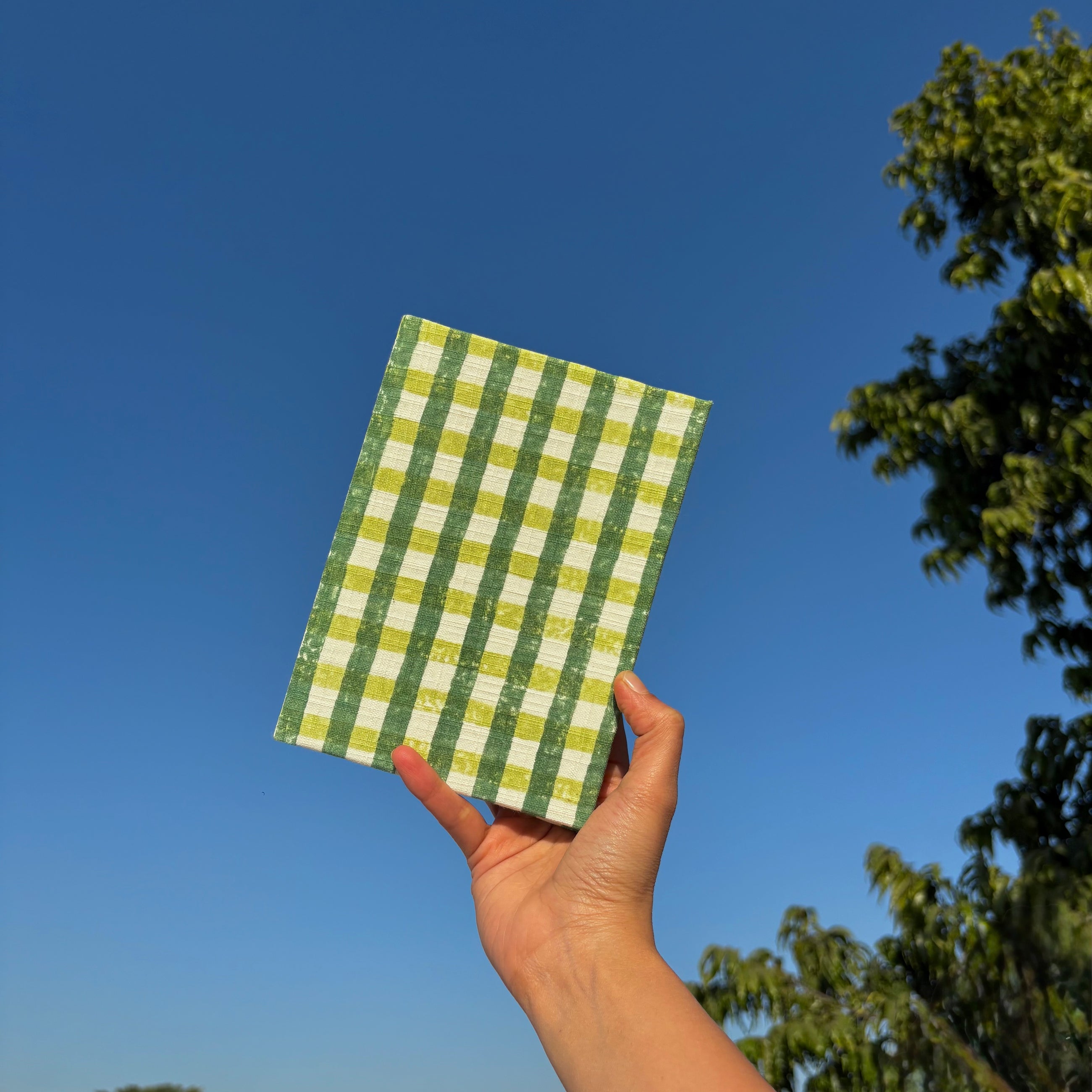 Handcrafted Sustainable A5 Diary Journal Notebook l Handmade Paper l Green Checks