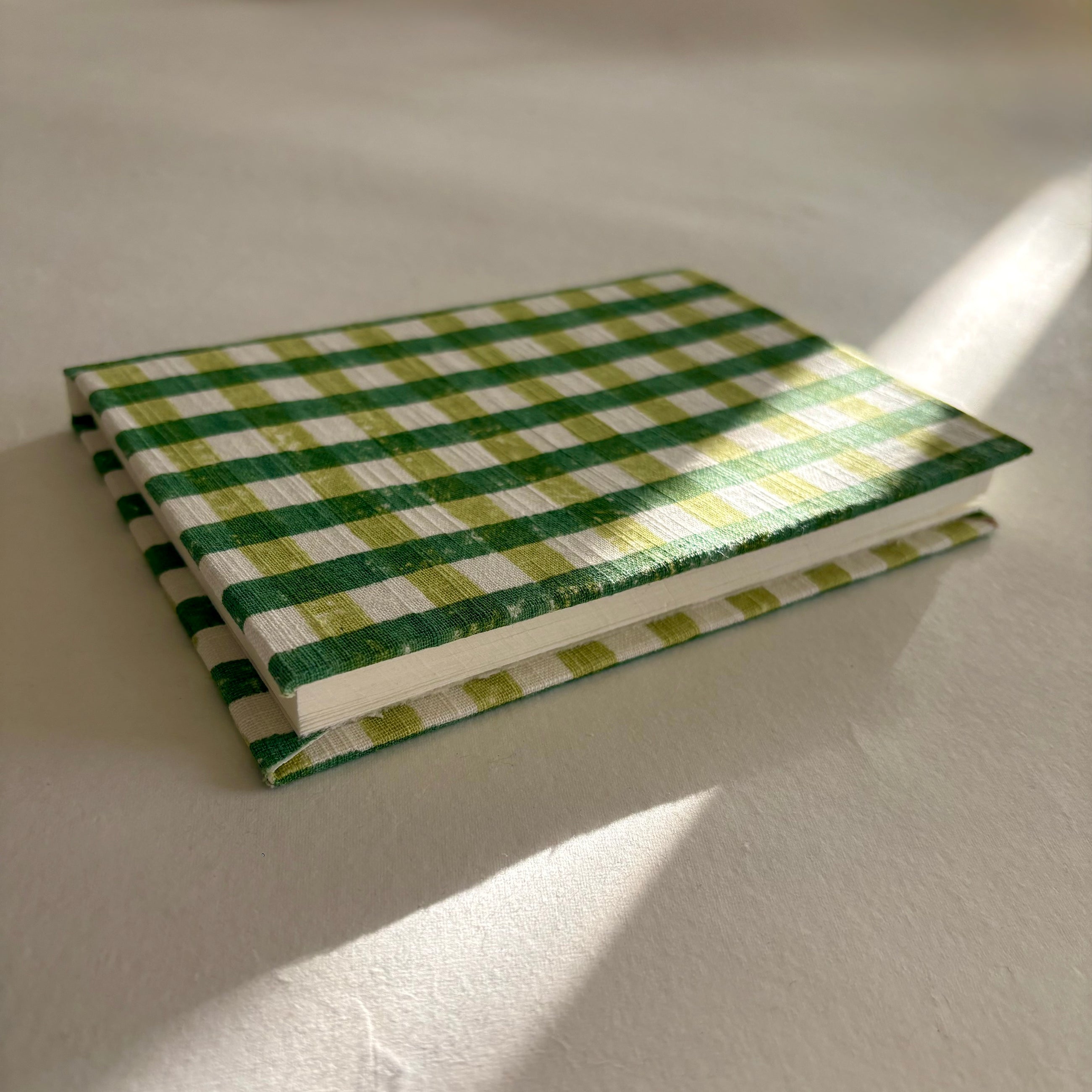 Handcrafted Sustainable A5 Diary Journal Notebook l Handmade Paper l Green Checks