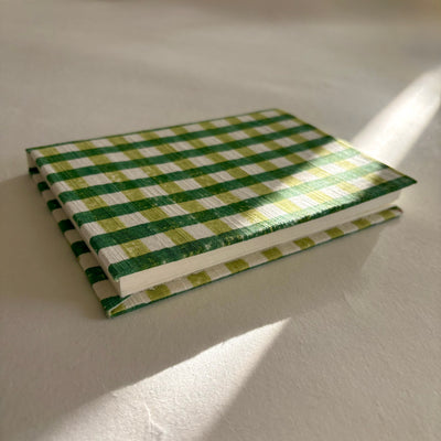 Handcrafted Sustainable A5 Diary Journal Notebook l Handmade Paper l Green Checks