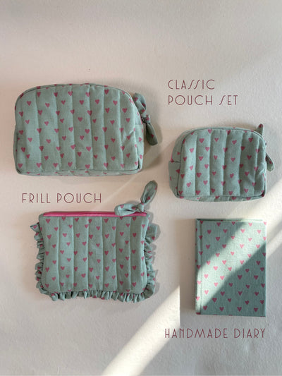 GIFT BUNDLE – Classic & Frill Pouches with Diary (Green)