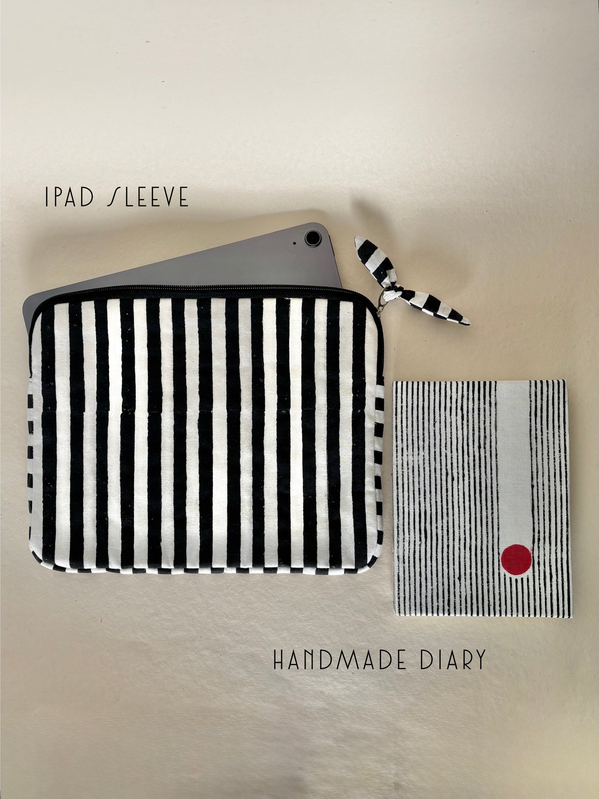 Gift Bundle for Him- Pouch / ipad sleeve + diary set (Black & White)