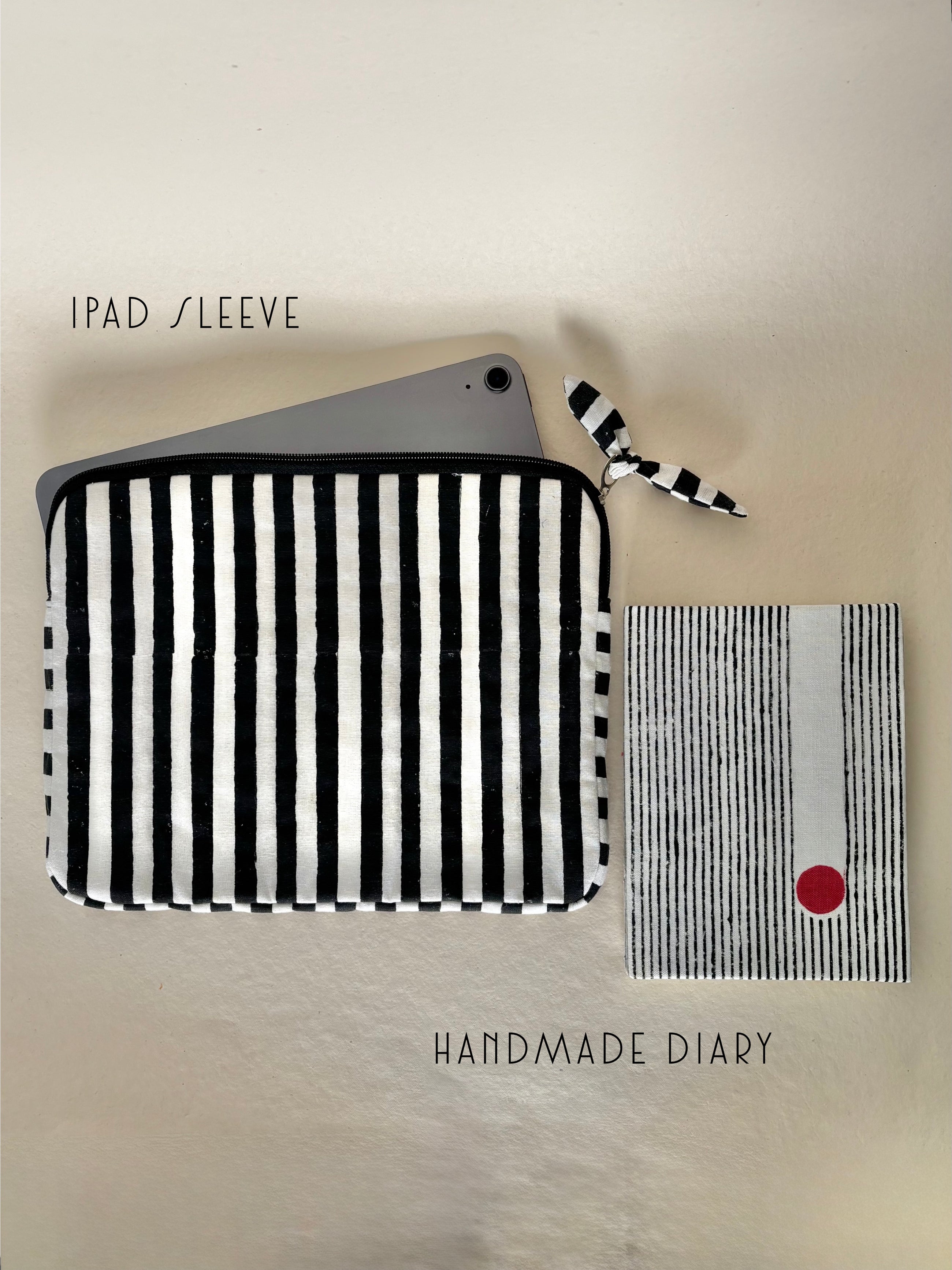 Gift Bundle for Him- Pouch / ipad sleeve + diary set (Black & White) - Product Image 