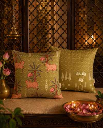 MADHUBAN MOSS GREEN CUSHION