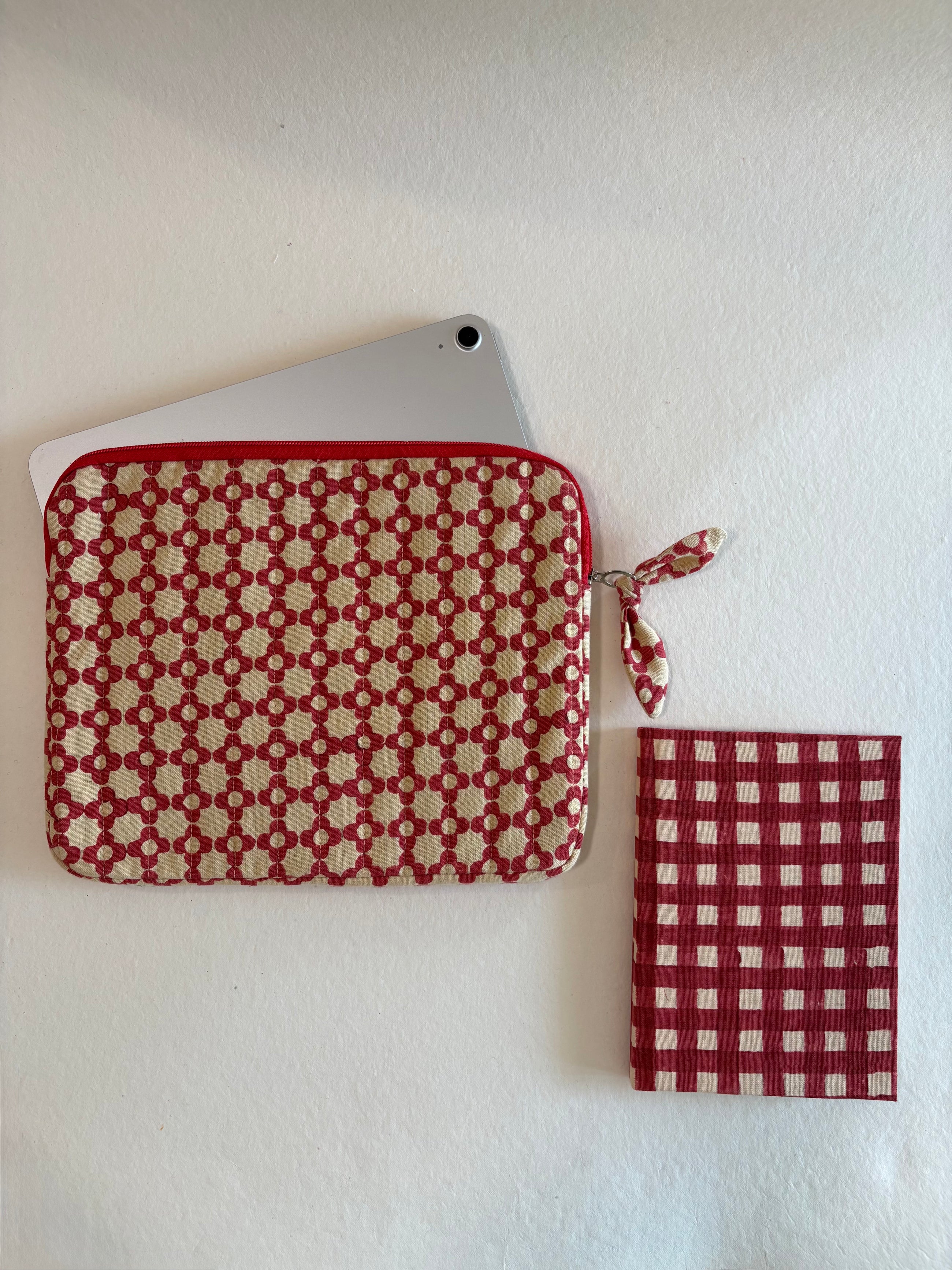 POUCH / iPAD SLEEVE + DIARY SET (RED)