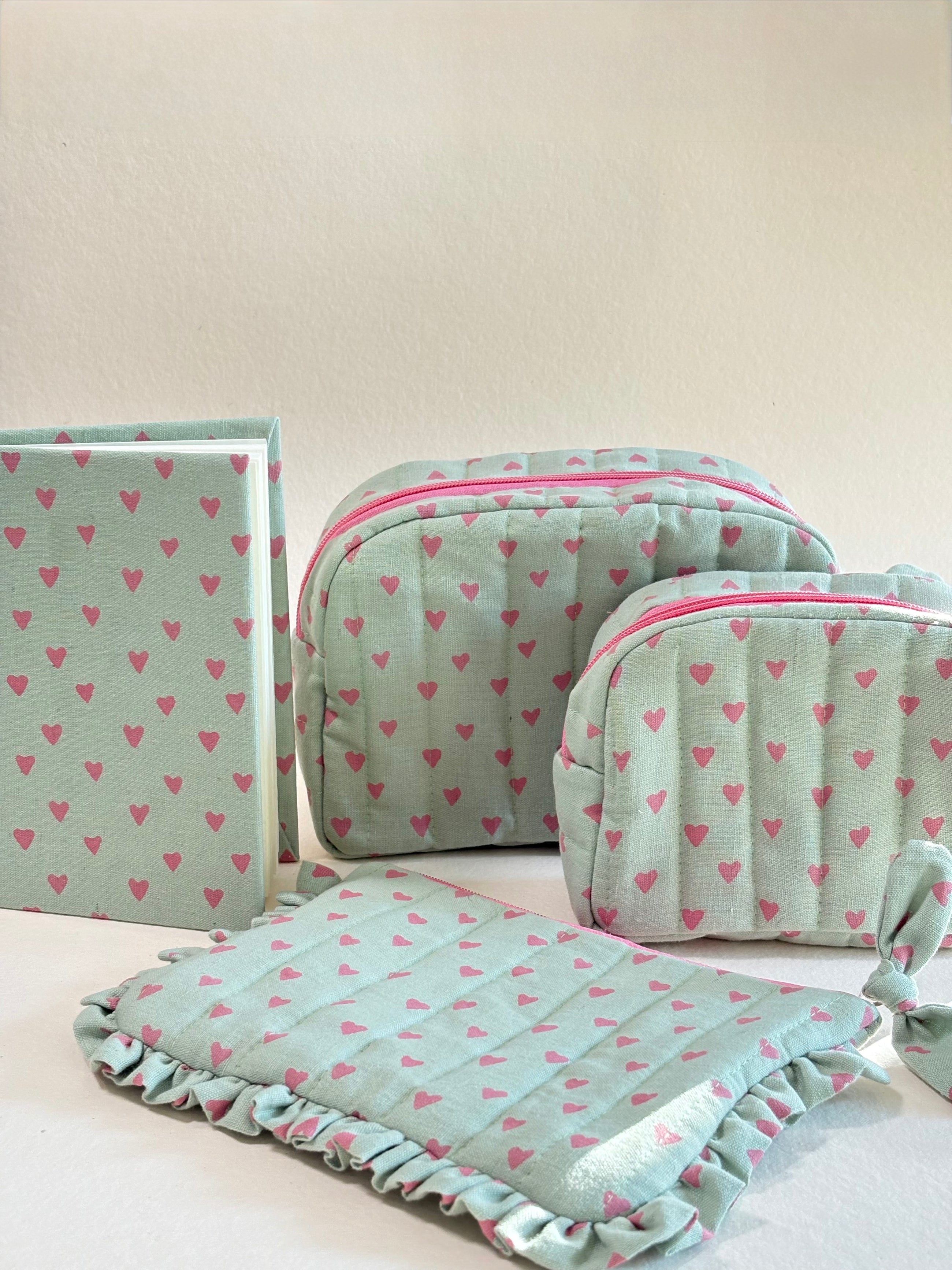 GIFT BUNDLE – Classic & Frill Pouches with Diary (Green)