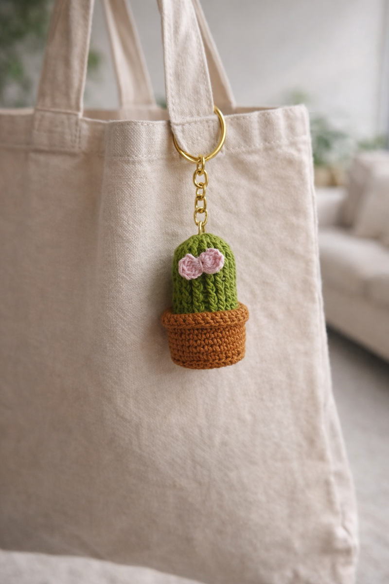 Crochet Cactus Keychain