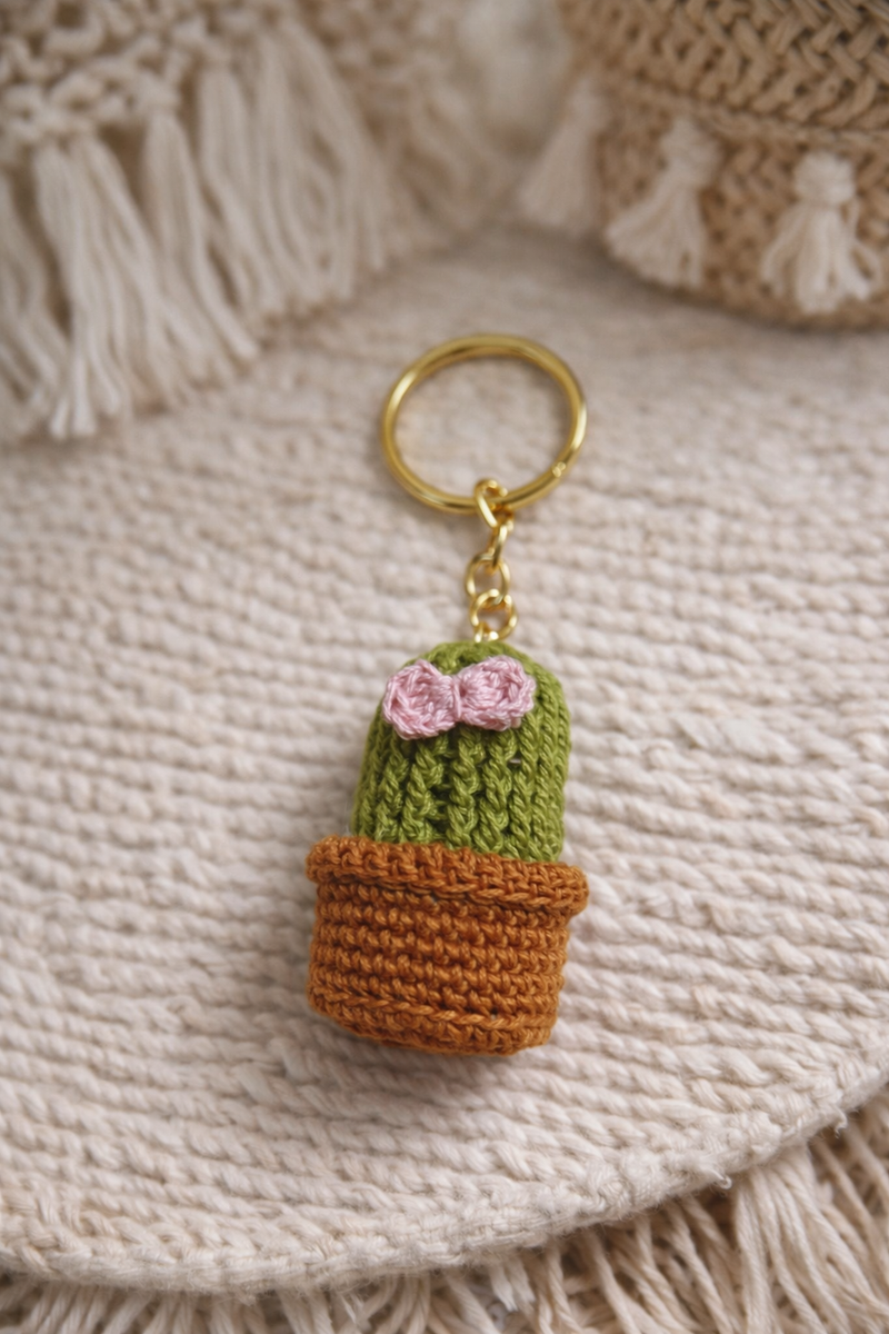 Crochet Cactus Keychain