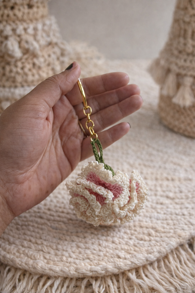 Crochet Carnation Keychain