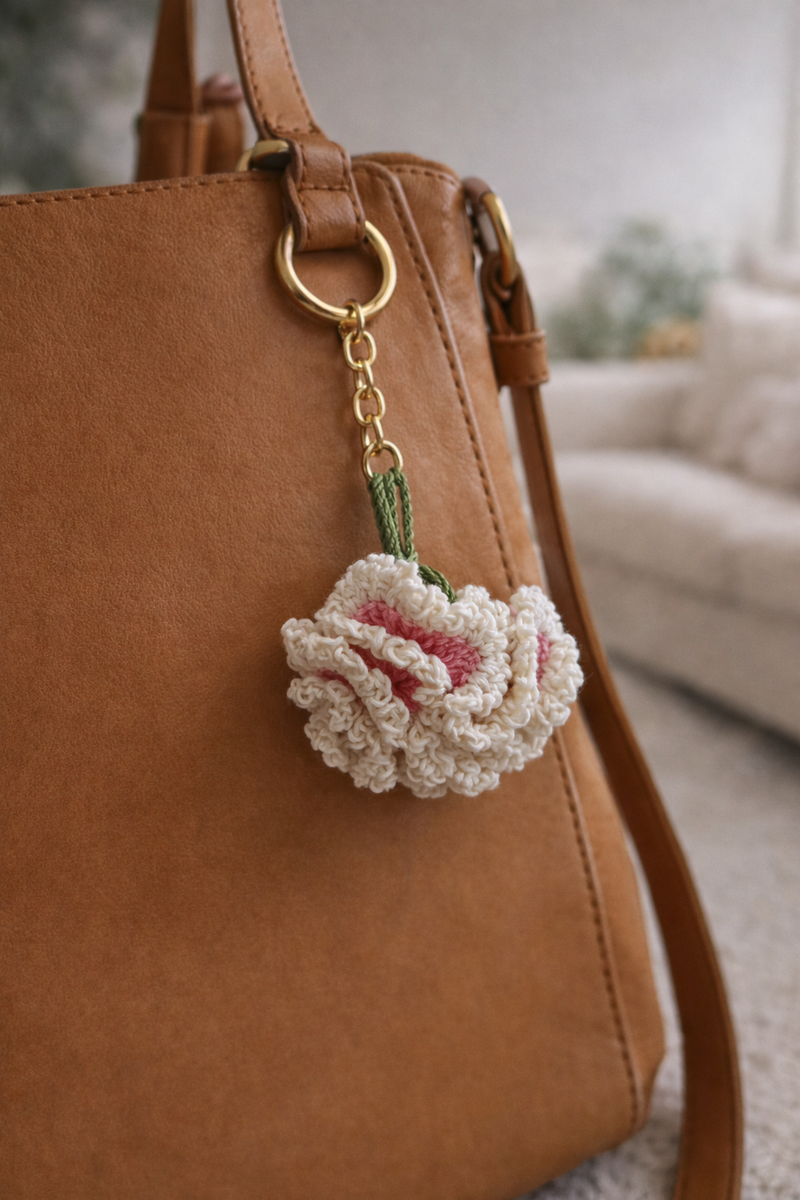 Crochet Carnation Keychain
