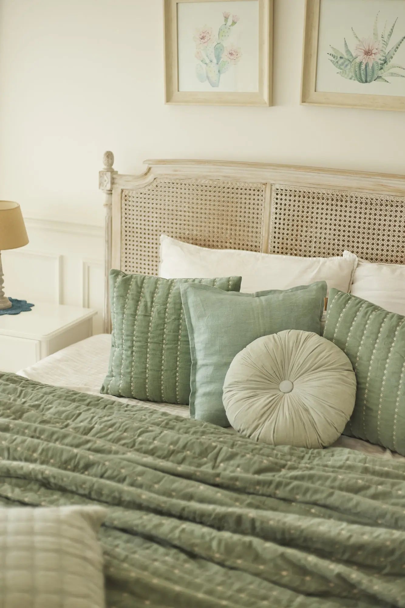Round Cushion Cover - Cuddle Sage