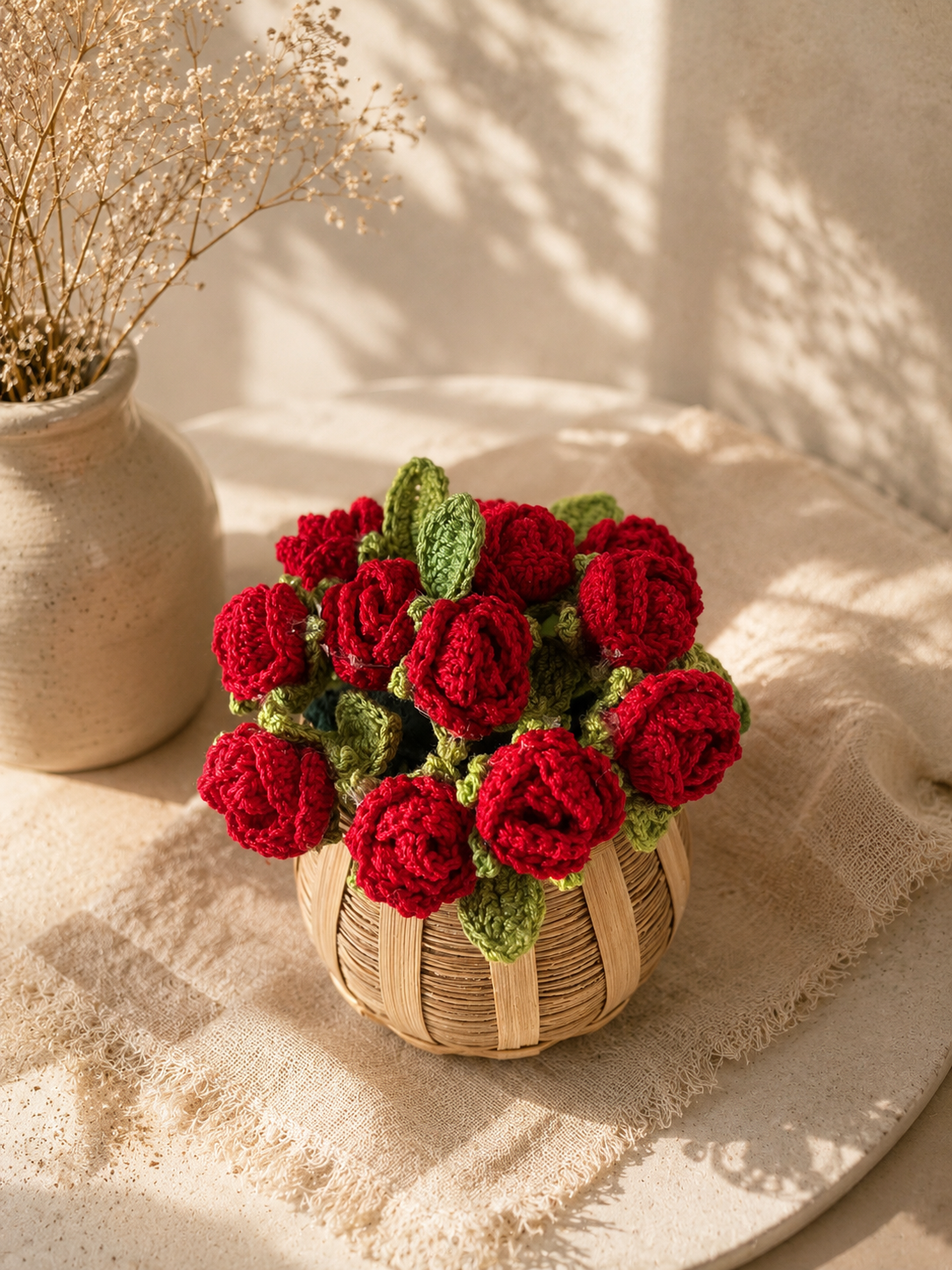Crochet Rosette Cane Basket