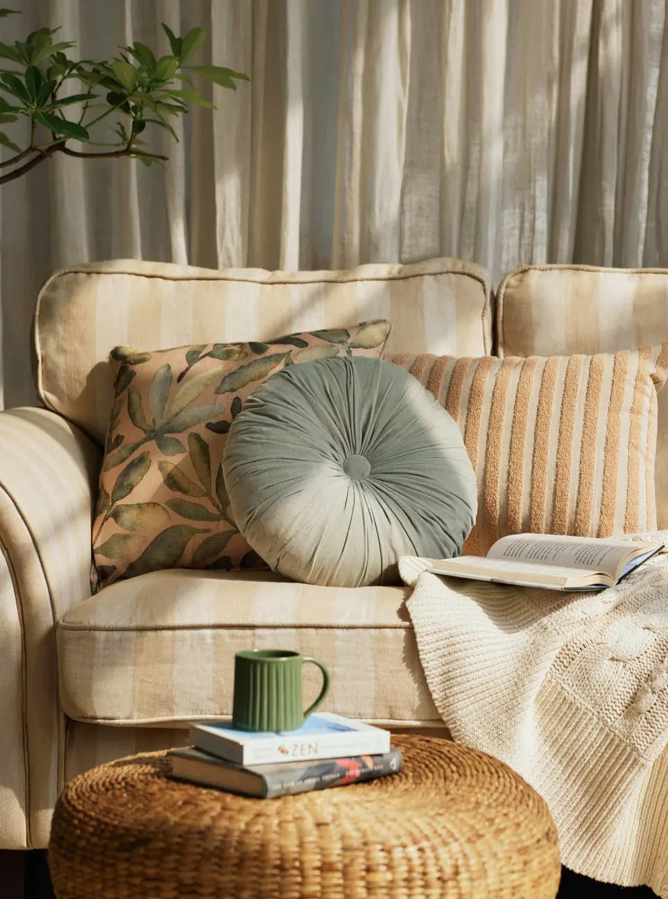 Round Cushion Cover - Cuddle Sage