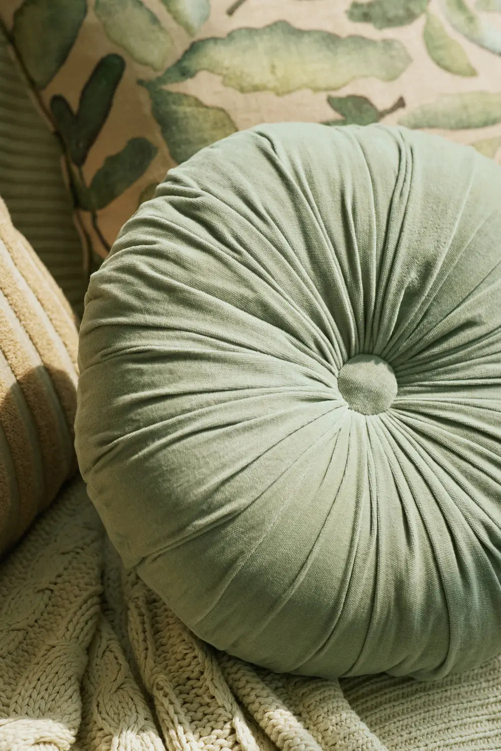Round Cushion Cover - Cuddle Sage