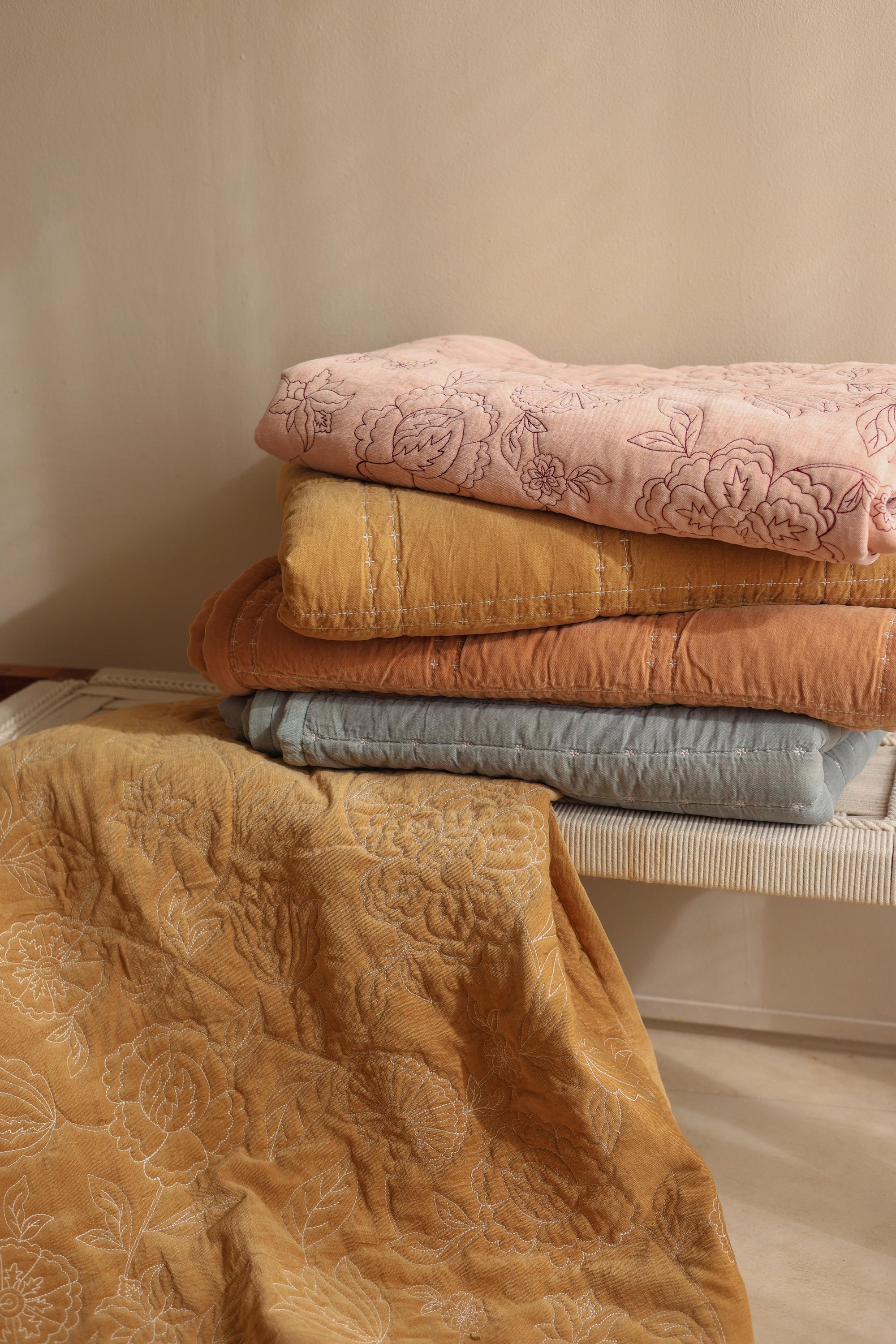Sitara Fern Velvet Embroidered Quilt