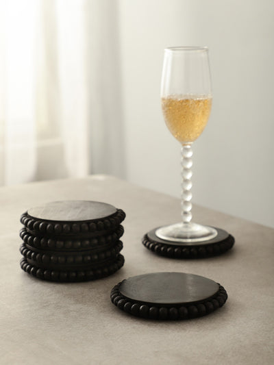 Round Wooden Bead Coasters – Black