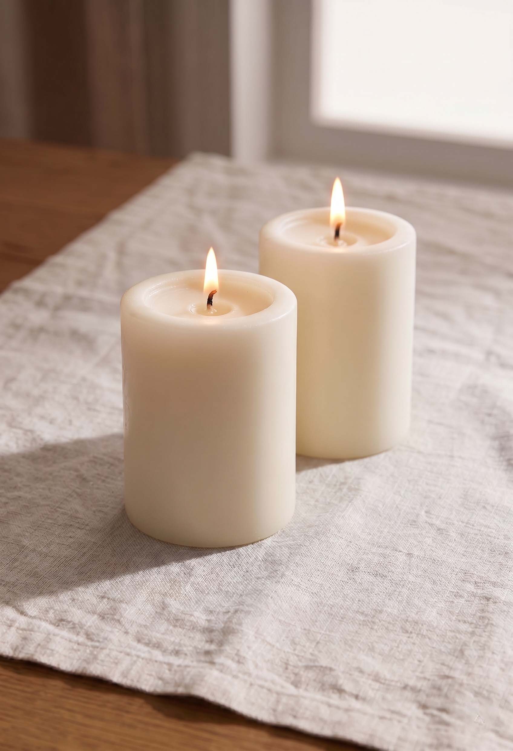 Ivory Pillar Candles - Set of 2
