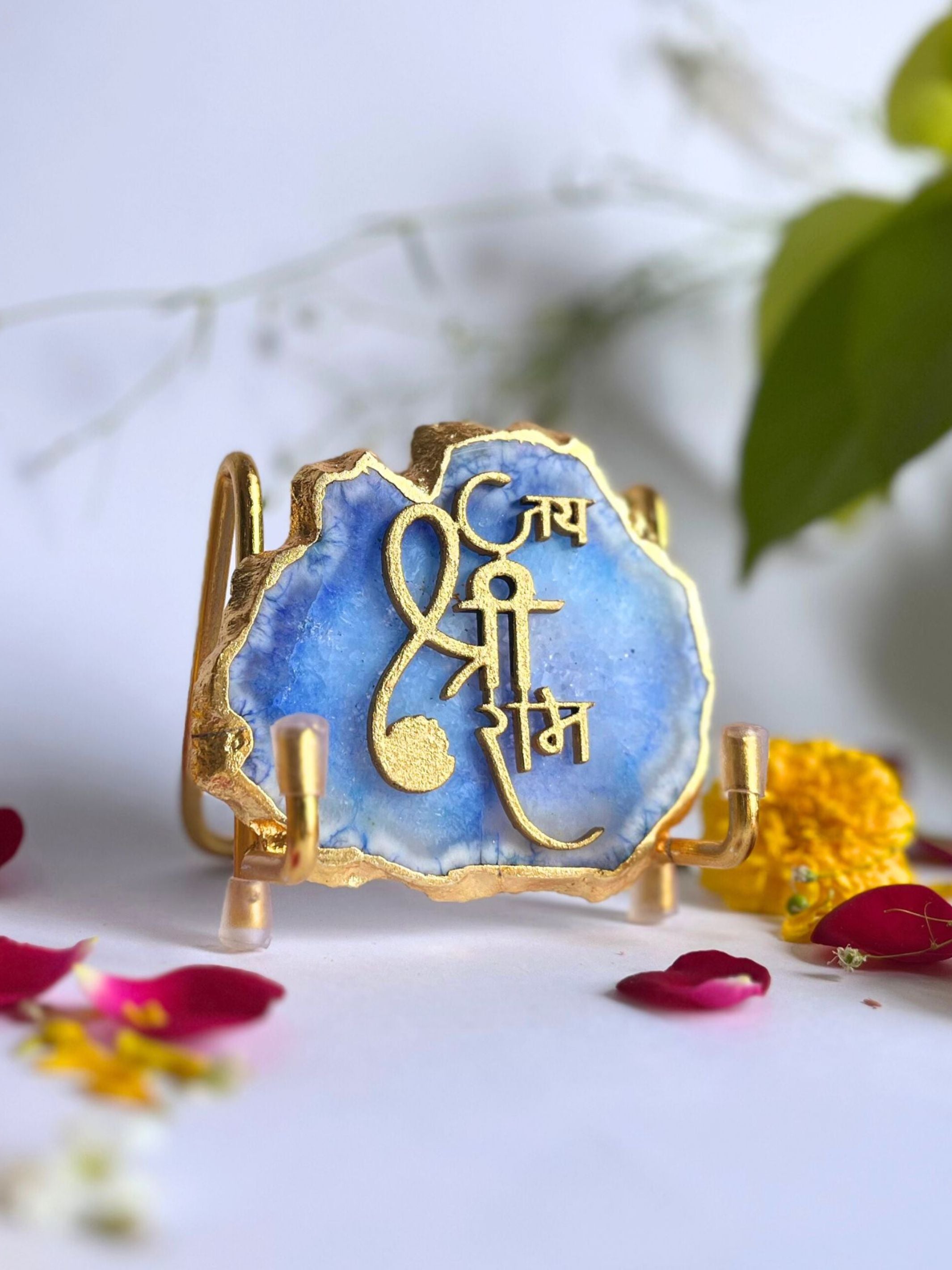 Jai Shree Ram  with Agate Stone with Metal Stand