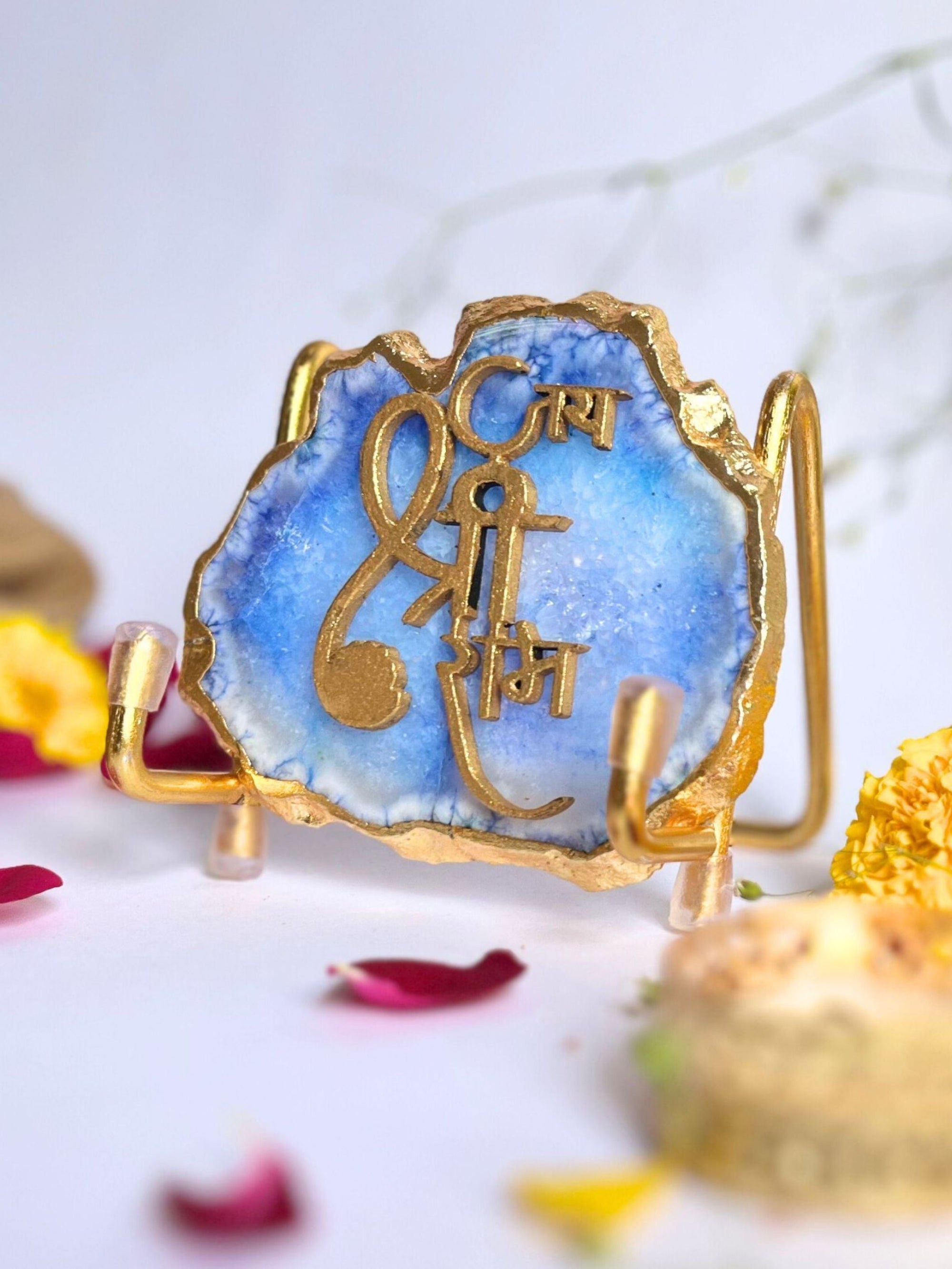 Jai Shree Ram  with Agate Stone with Metal Stand