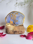 Jai Shree Ram - Agate Tea Light with Wood Stand