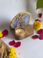 Jai Shree Ram - Agate Tea Light with Wood Stand