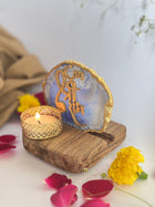 Jai Shree Ram - Agate Tea Light with Wood Stand