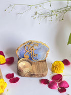 Jai Shree Ram - Agate Tea Light with Wood Stand